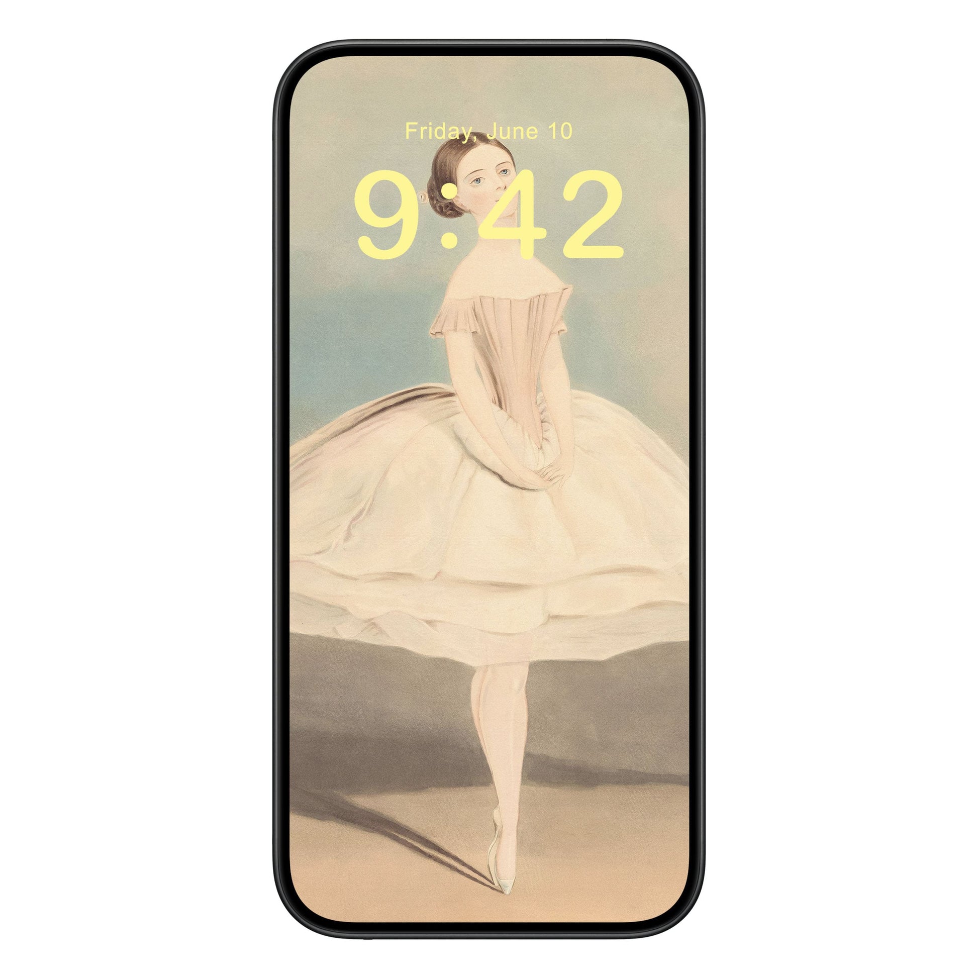 Minimalist Ballet Phone Wallpaper Yellow Text