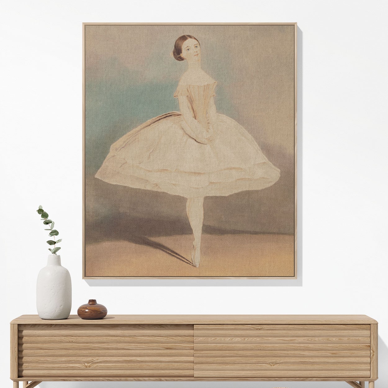 Minimalist Ballet Woven Blanket Hanging on a Wall as Framed Wall Art