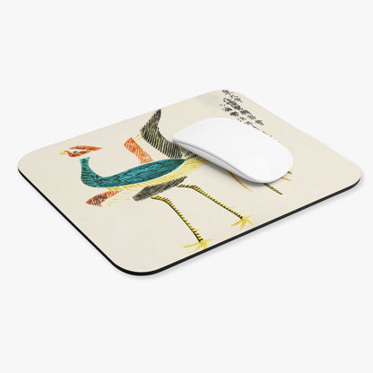 Minimalist Bird Mouse Pad | Japanese Woodblock Art Desk & Office Decor