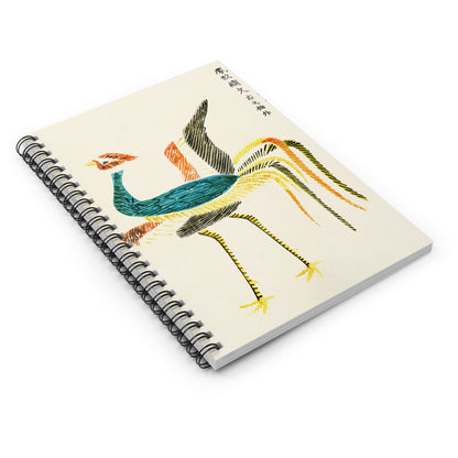 Minimalist Bird Spiral Notebook Laying Flat on White Surface