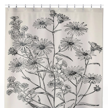 Minimalist Floral Shower Curtain Close Up, Flowers Shower Curtains