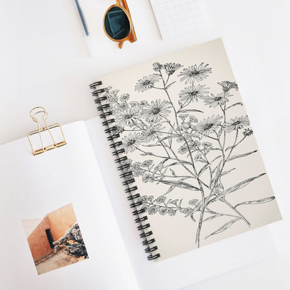 Minimalist Floral Spiral Notebook Displayed on Desk