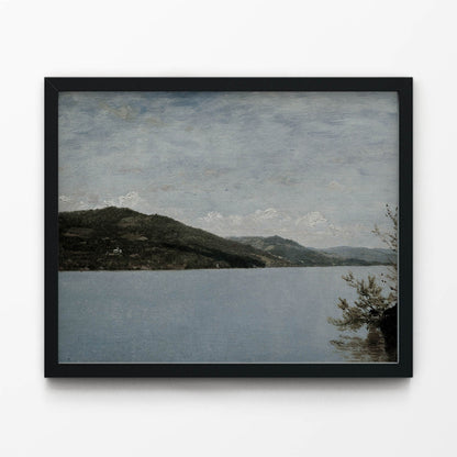 Blue and Green Nature Painting in Black Picture Frame