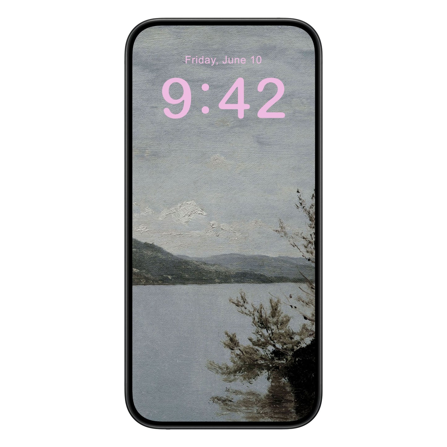 Minimalist Landscape Phone Wallpaper Pink Text