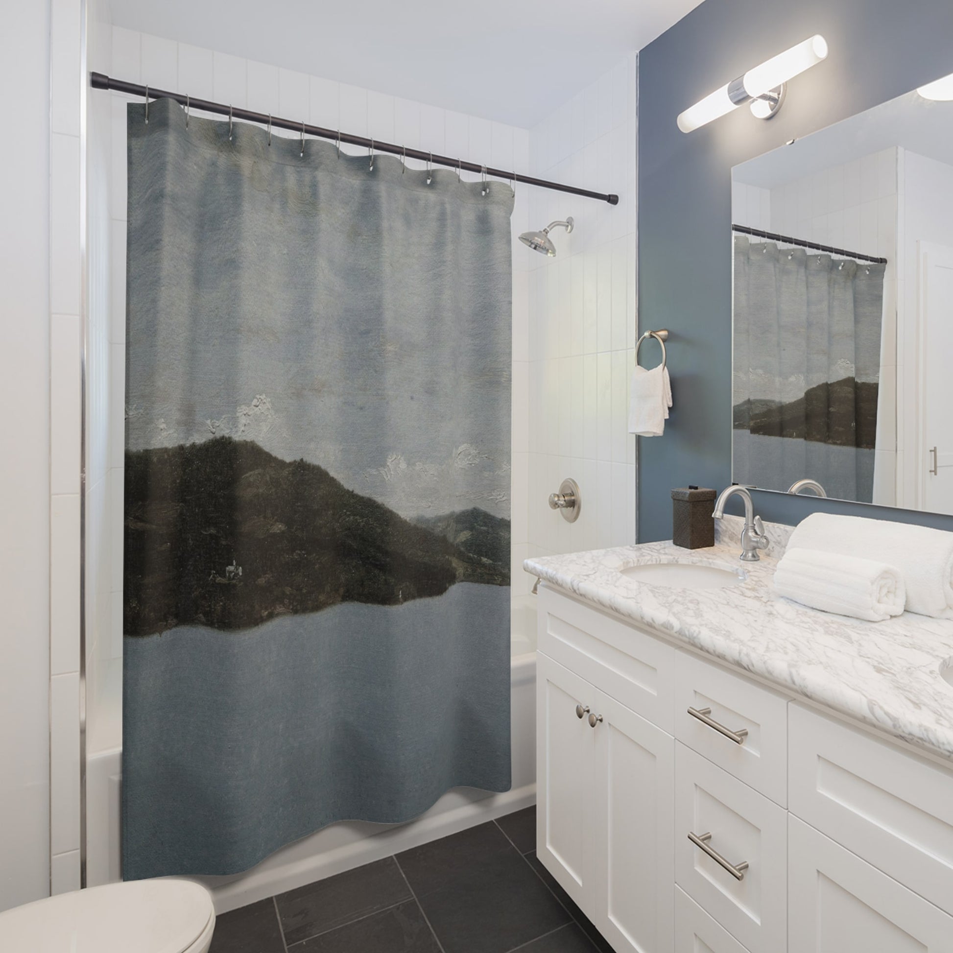 Minimalist Landscape Shower Curtain Best Bathroom Decorating Ideas for Landscapes Decor