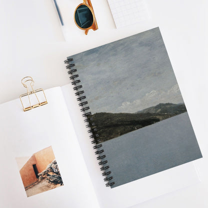 Minimalist Landscape Spiral Notebook Displayed on Desk