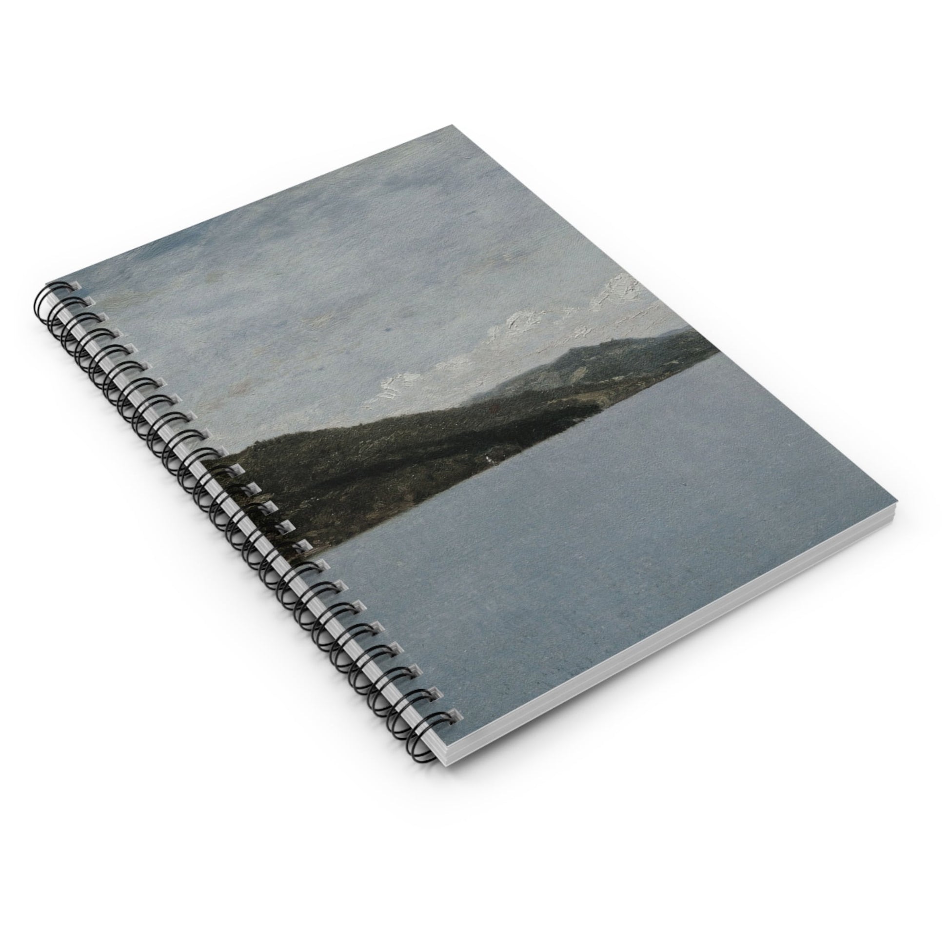Minimalist Landscape Spiral Notebook Laying Flat on White Surface