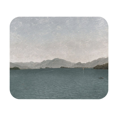 Minimalist Mountains Mouse Pad featuring a lake painting theme, enhancing desk and office decor.