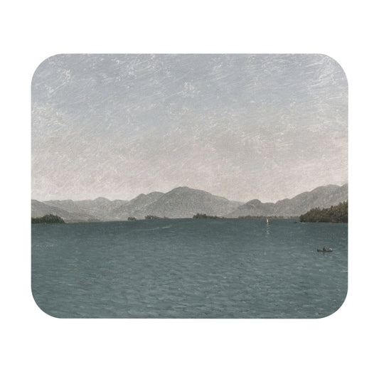 Minimalist Mountains Mouse Pad featuring a lake painting theme, enhancing desk and office decor.