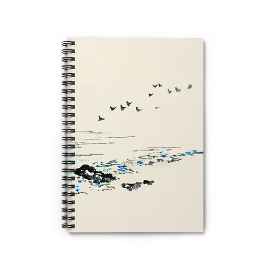 Minimalist Ocean Notebook with Beach cover, perfect for journaling and planning, featuring minimalist ocean and beach scenes.