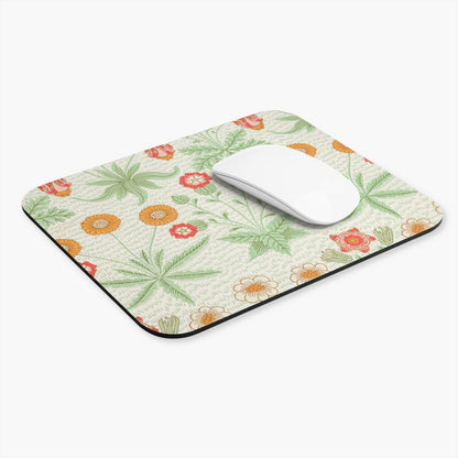 Minimalist Spring Flowers Computer Desk Mouse Pad With White Mouse