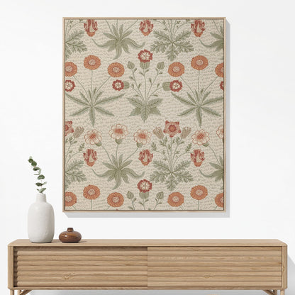 Minimalist Spring Flowers Woven Blanket Hanging on a Wall as Framed Wall Art