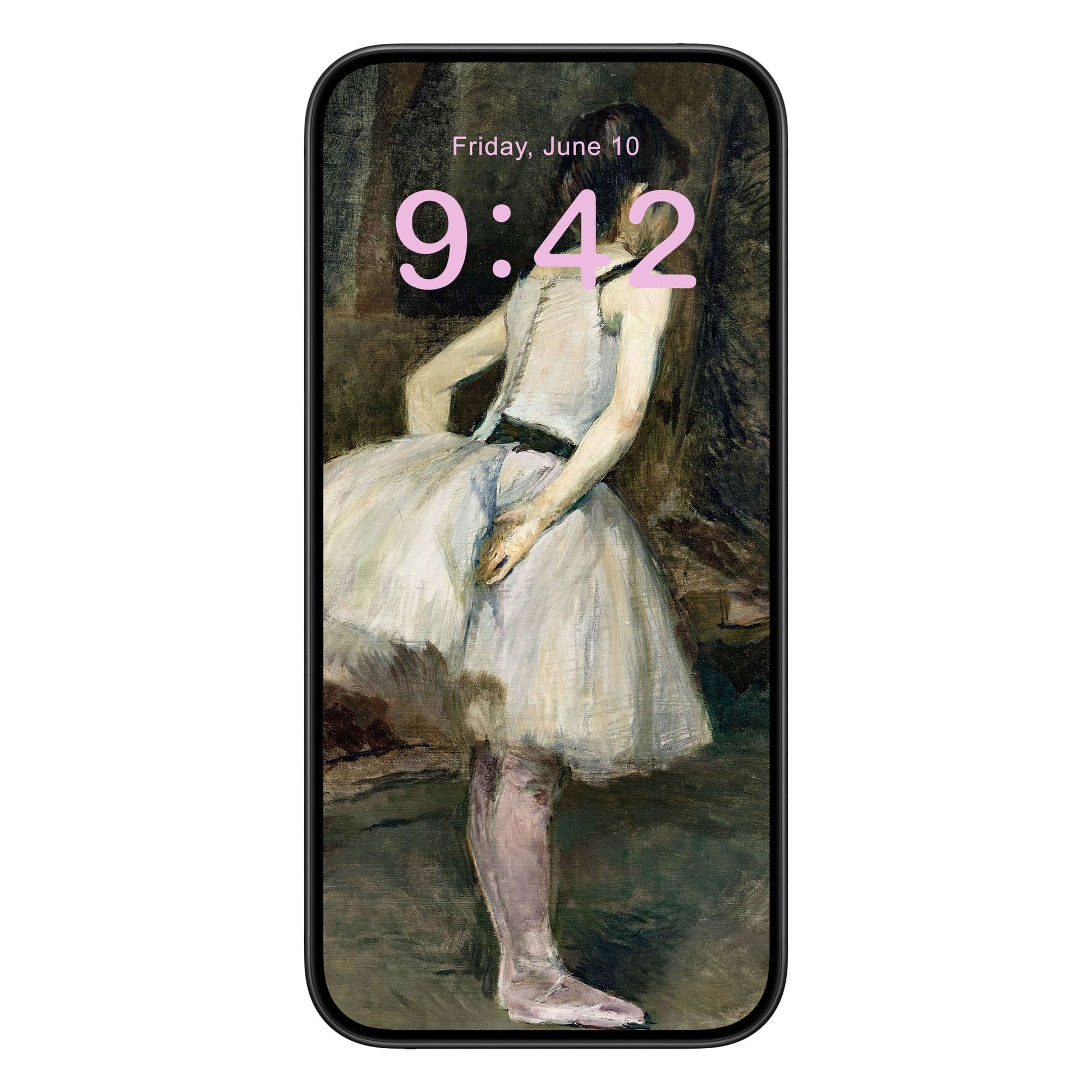 Moody Ballerina Phone Wallpaper Pink Text