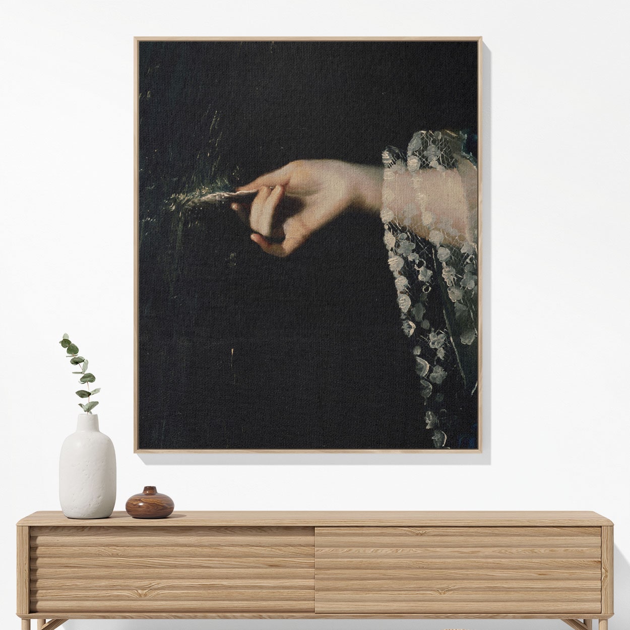 Moody Dark Academia Woven Blanket Hanging on a Wall as Framed Wall Art