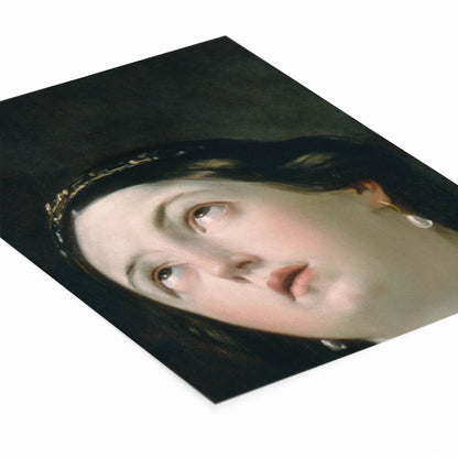 Moody Renaissance Portrait Art Print Laying Flat on a White Background