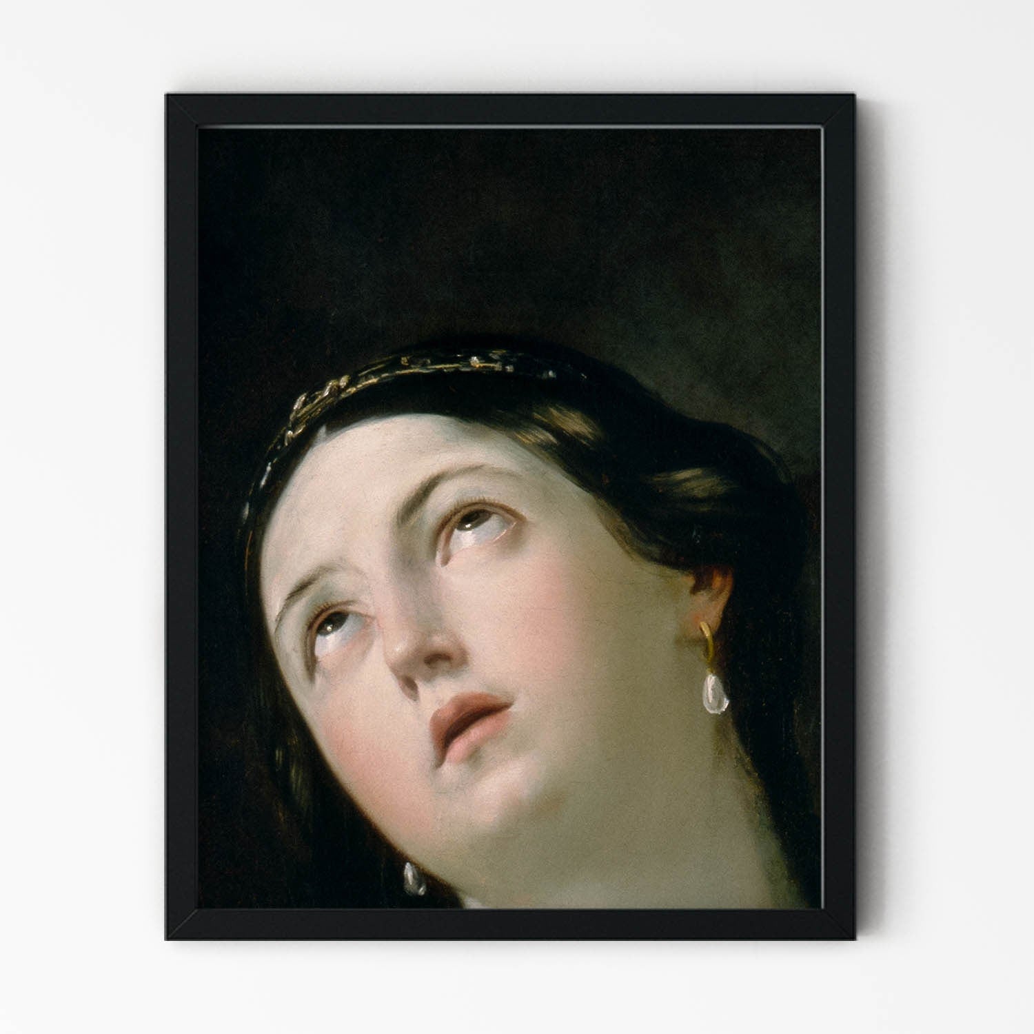 Moody Renaissance Portrait Art Print in Black Picture Frame