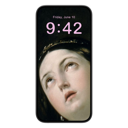 Moody Renaissance Portrait Phone Wallpaper Pink Text