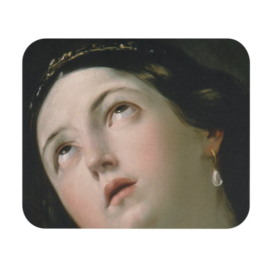 Moody Renaissance Portrait Mouse Pad with dark academia art, desk and office decor showcasing moody Renaissance portraits.