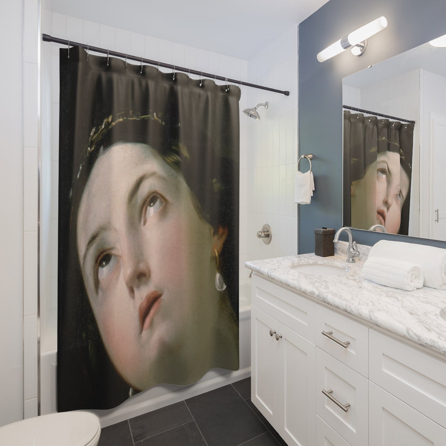 Moody Renaissance Portrait Shower Curtain Best Bathroom Decorating Ideas for Dark Academia Decor