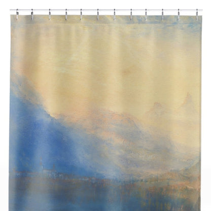 Mountain and Lake Shower Curtain Close Up, Landscapes Shower Curtains