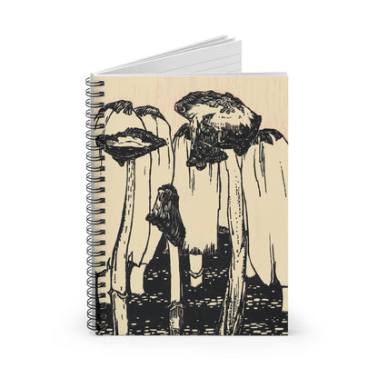 Mushroom Aesthetic Spiral Notebook Standing up on White Desk