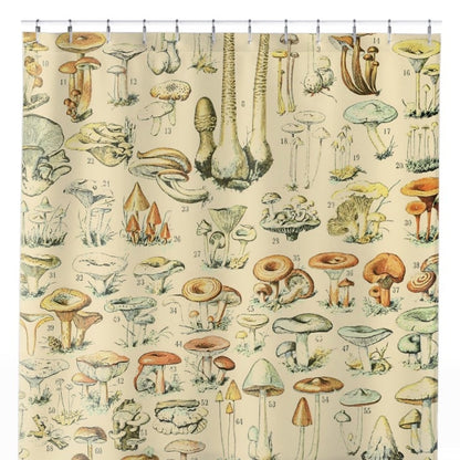 Mushroom Caps Shower Curtain Close Up, Botanical Shower Curtains