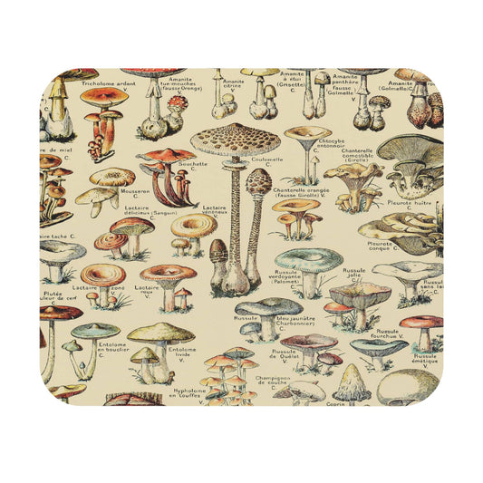 Mushroom Mouse Pad with cool plants design, desk and office decor featuring various plant and mushroom illustrations.