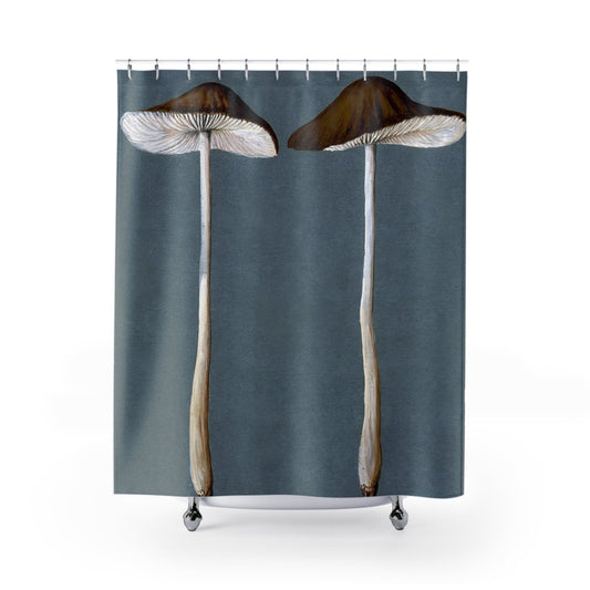 Mushroom Shower Curtain with cool mushrooms design, unique bathroom decor featuring various mushroom designs.