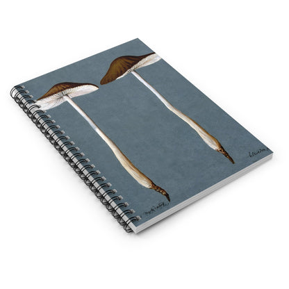 Mushroom Spiral Notebook Laying Flat on White Surface