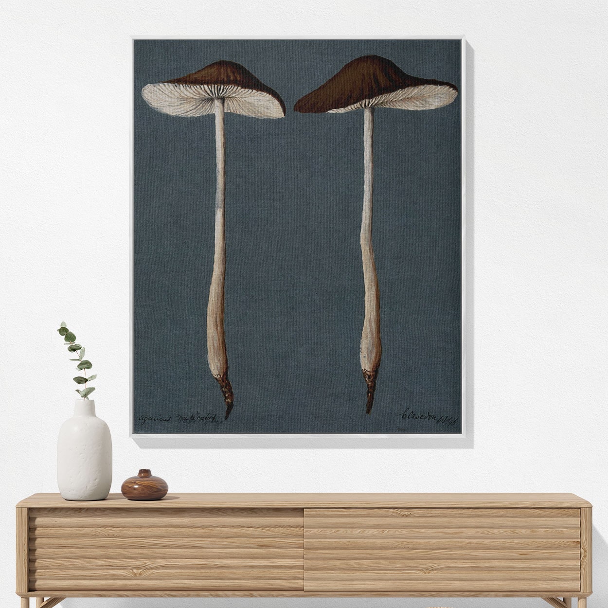 Mushroom Woven Blanket Hanging on a Wall as Framed Wall Art