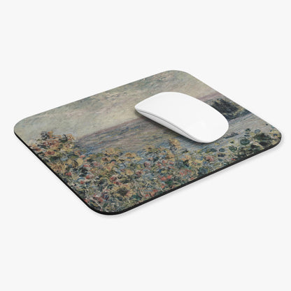 Muted Floral Computer Desk Mouse Pad With White Mouse