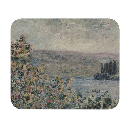 Muted Floral Mouse Pad with subtle green, pink, and red tones, adding elegance to desk and office decor.