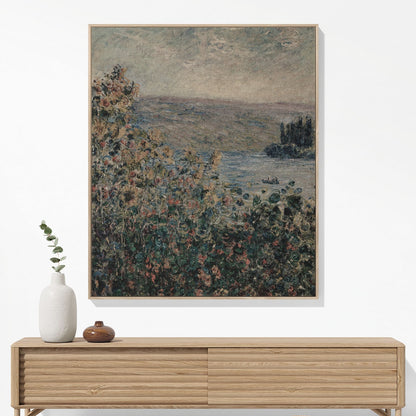 Muted Floral Woven Blanket Hanging on a Wall as Framed Wall Art