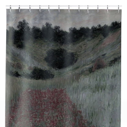 Muted Floral Landscape Shower Curtain Close Up, Landscapes Shower Curtains