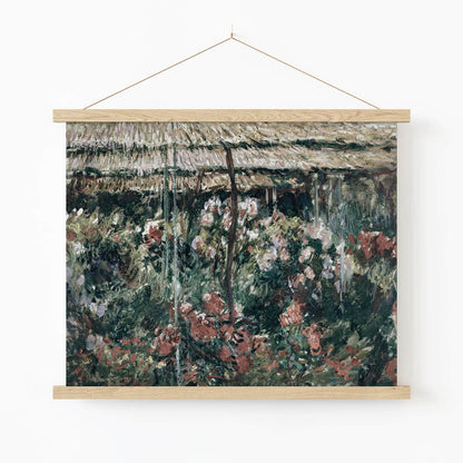 Relaxing Floral Art Print in Wood Hanger Frame on Wall