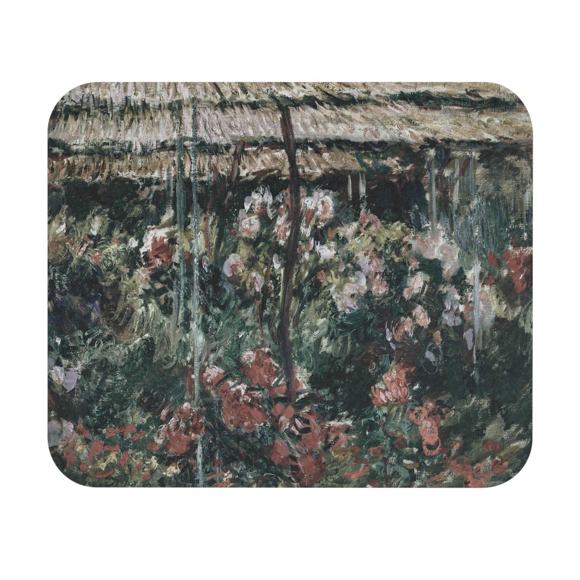 Muted Flowers Mouse Pad featuring a tranquil peony garden, enhancing desk and office decor.