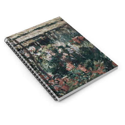 Muted Flowers Spiral Notebook Laying Flat on White Surface
