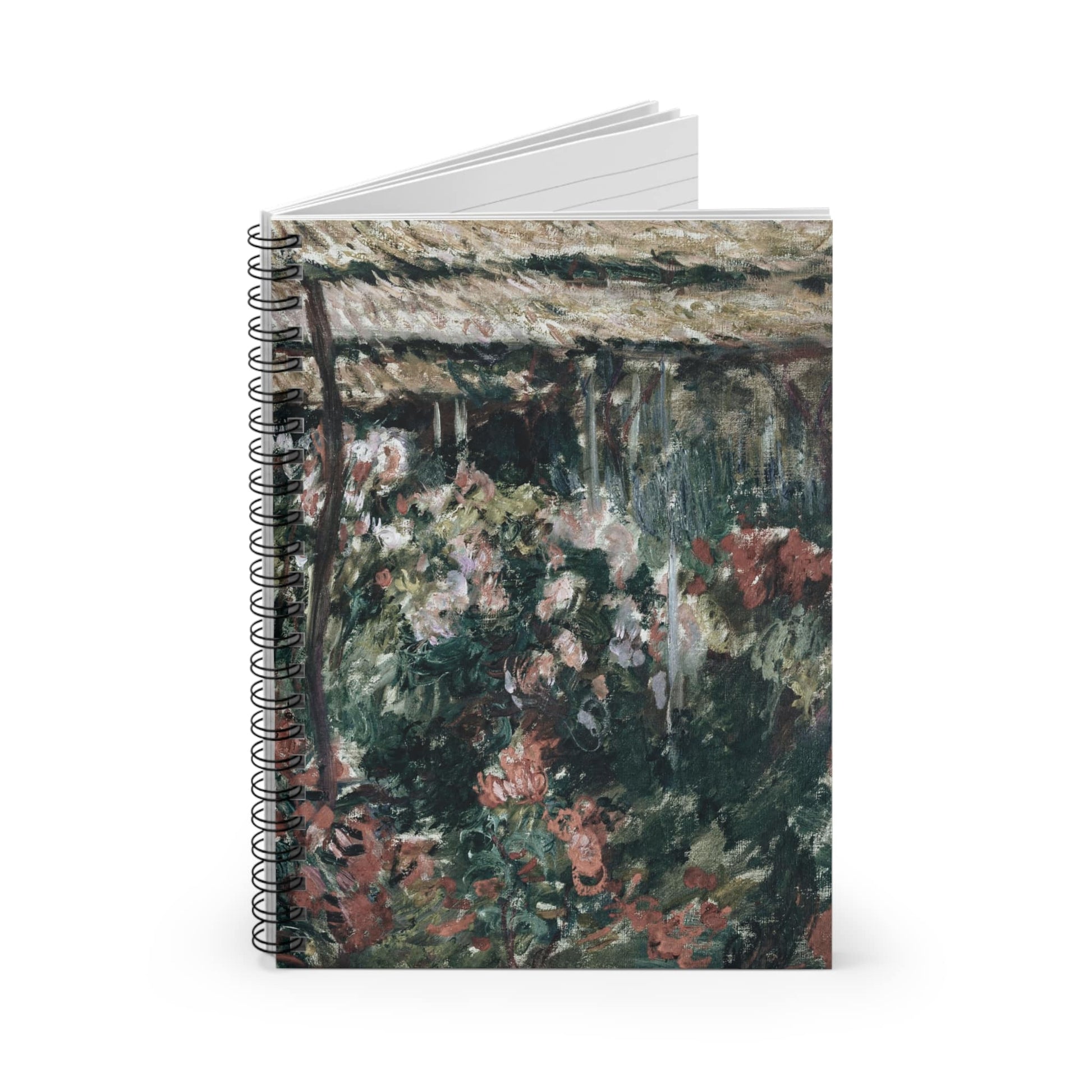 Muted Flowers Spiral Notebook Standing up on White Desk