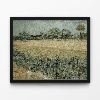 Peaceful Field Painting in Black Picture Frame