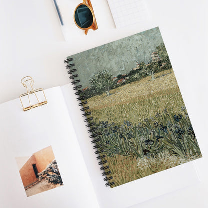 Muted Landscape Spiral Notebook Displayed on Desk