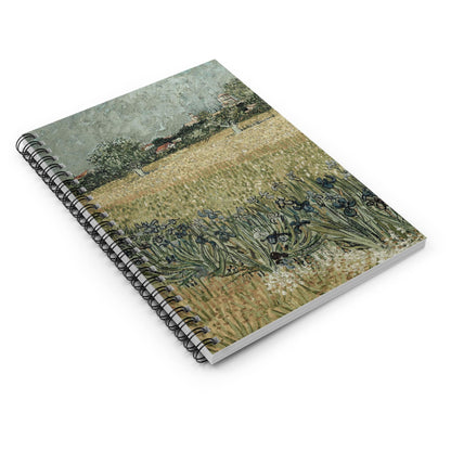 Muted Landscape Spiral Notebook Laying Flat on White Surface
