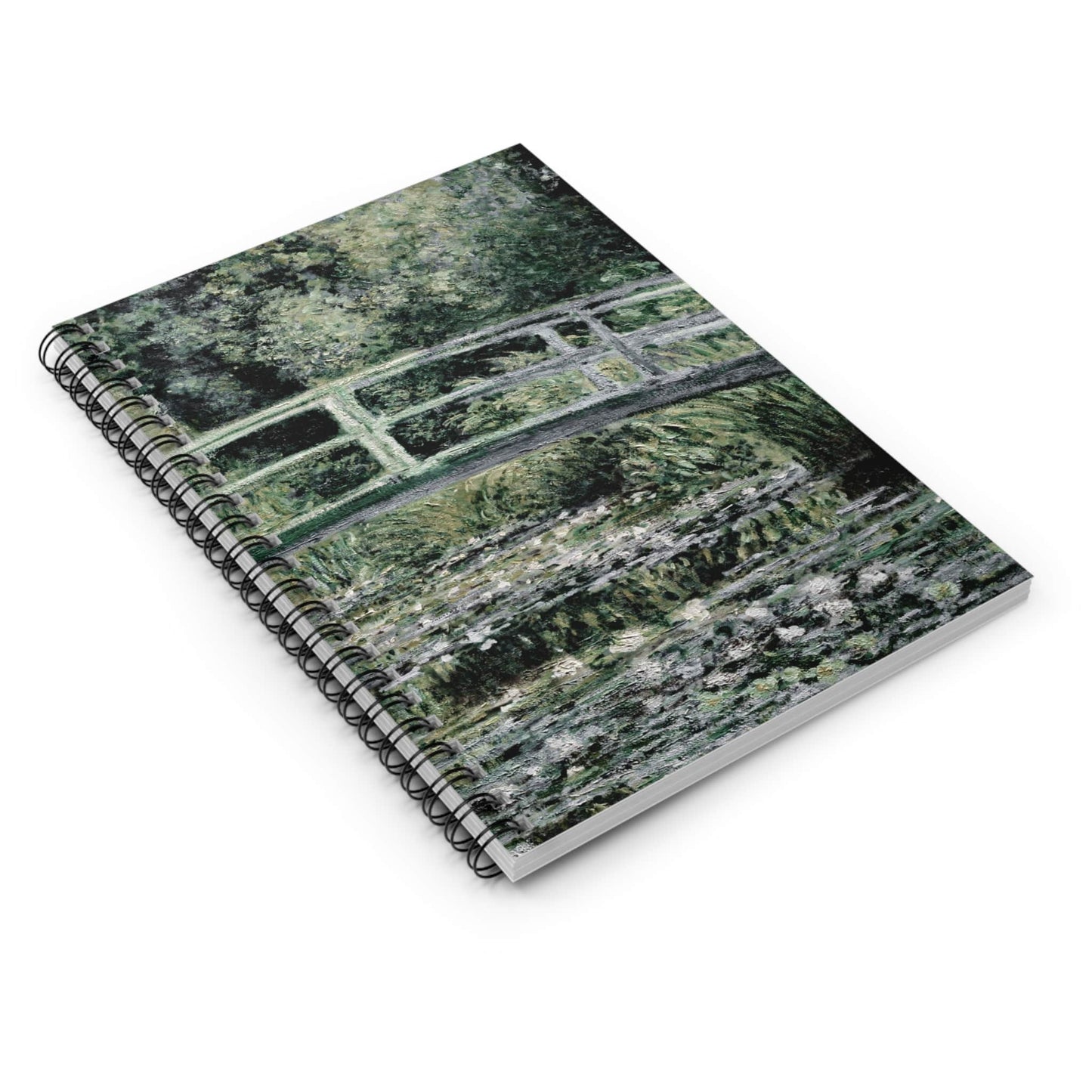 Muted Sage Green Spiral Notebook Laying Flat on White Surface