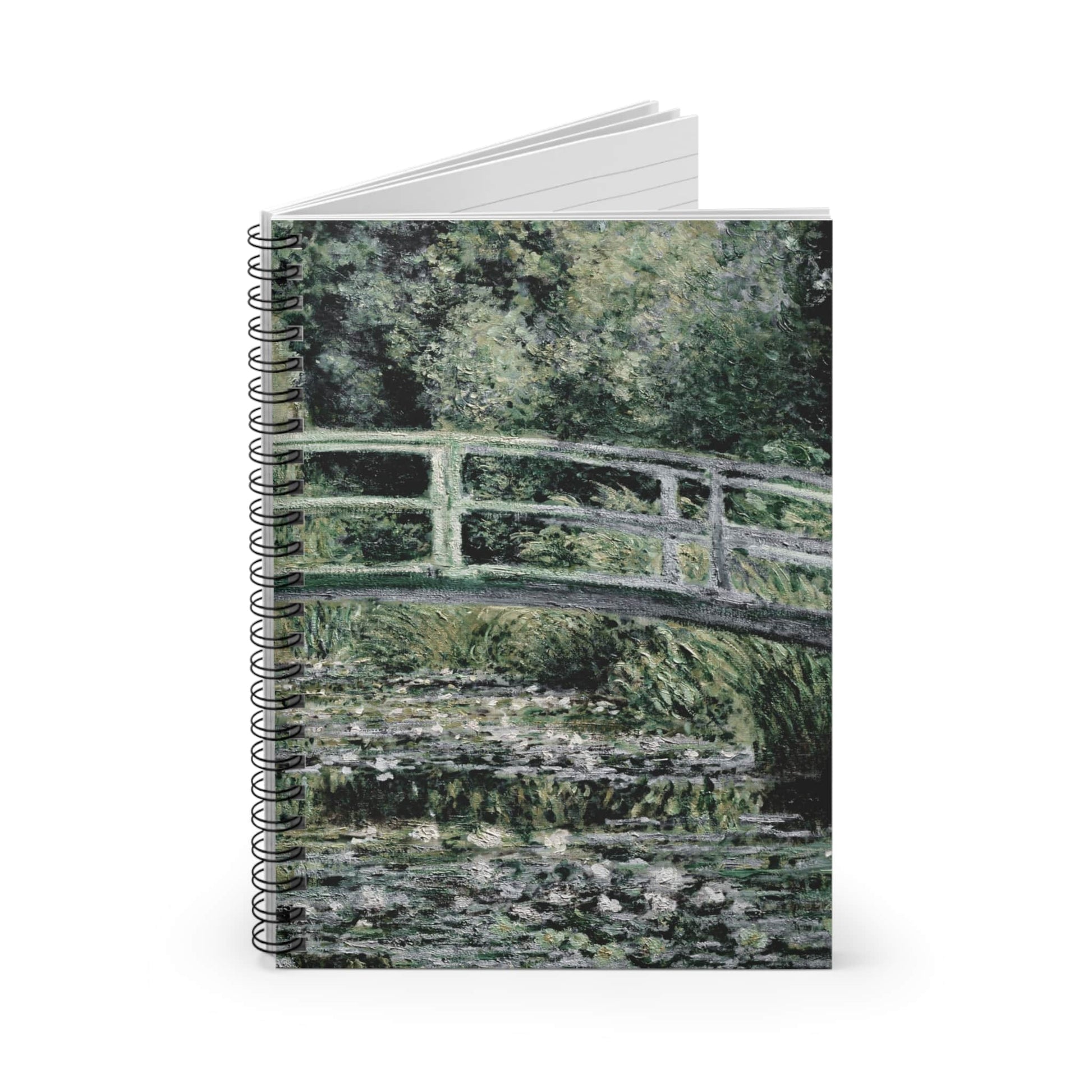 Muted Sage Green Spiral Notebook Standing up on White Desk