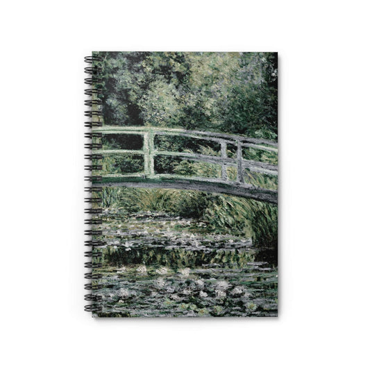 Muted Sage Green Notebook with Claude Monet cover, perfect for journaling and planning, showcasing muted sage green artwork by Claude Monet.
