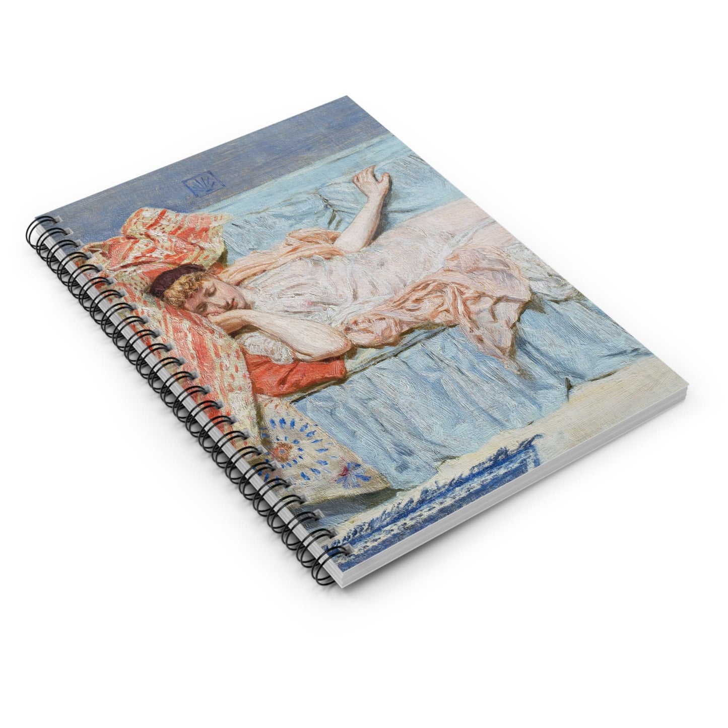 Napping Spiral Notebook Laying Flat on White Surface