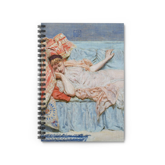 Napping Notebook with Sleeping on a Blue Couch cover, great for journaling and planning, highlighting a serene napping scene.
