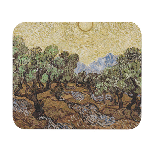 Nature Mouse Pad displaying sun and trees natural scene, ideal for desk and office decor.