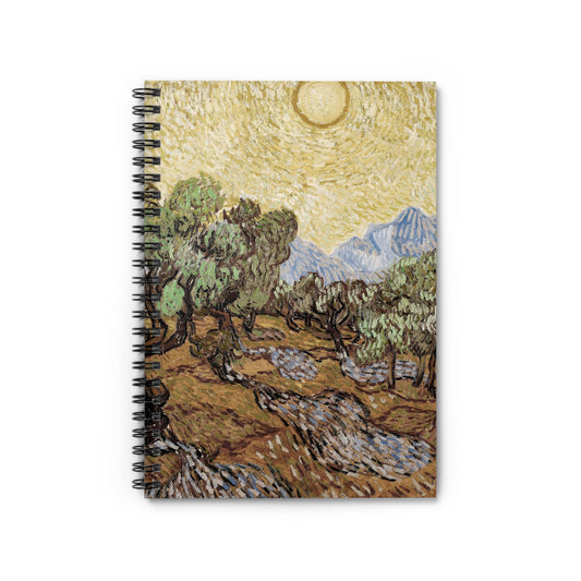 Nature Notebook with Sun and Trees cover, ideal for journaling and planning, featuring a beautiful sun and trees landscape.