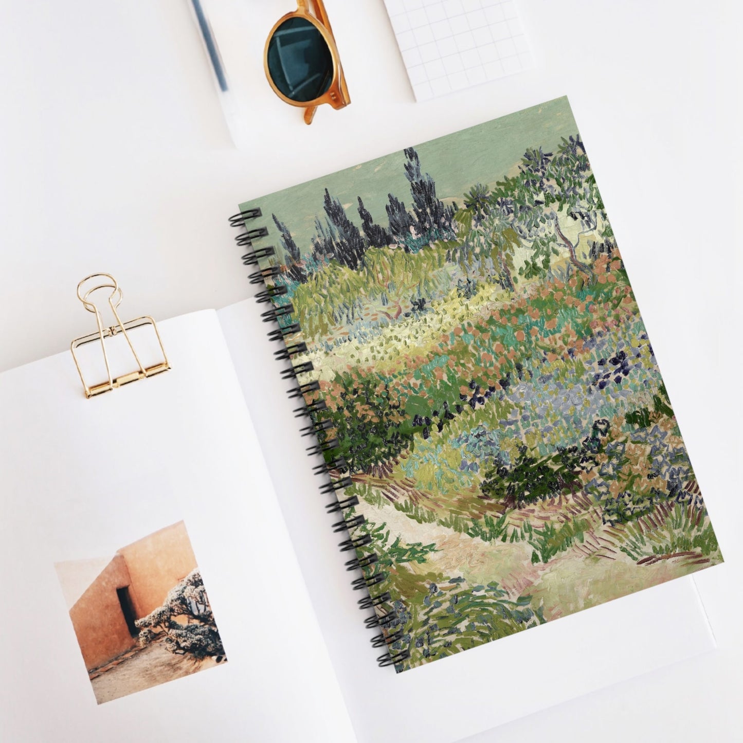 Nature Landscape Spiral Notebook Displayed on Desk