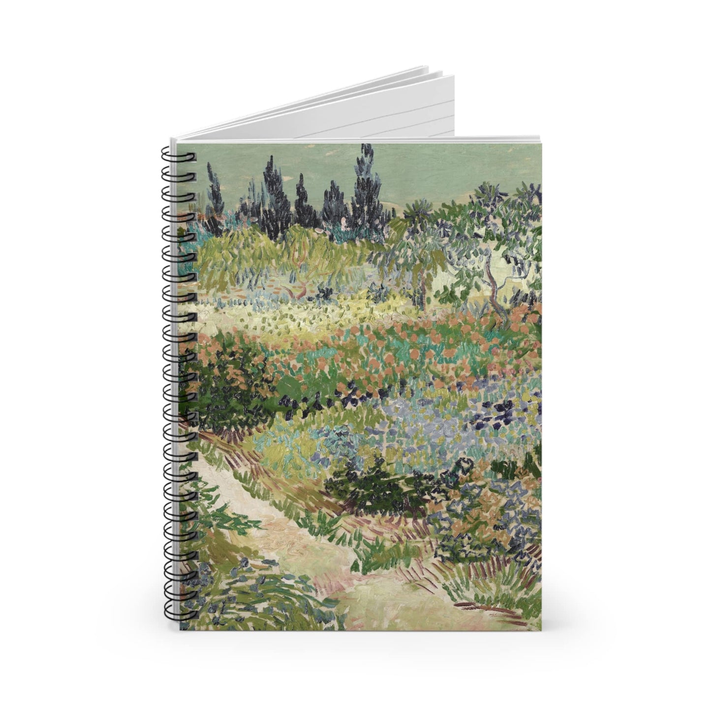 Nature Landscape Spiral Notebook Standing up on White Desk